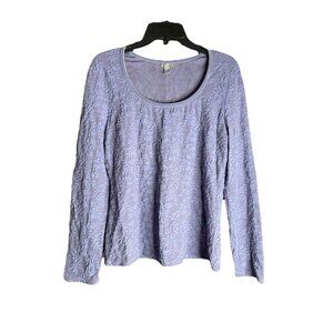J. Jill Pure Jill Floral Textured Long Sleeve Top M Lilac Purple
